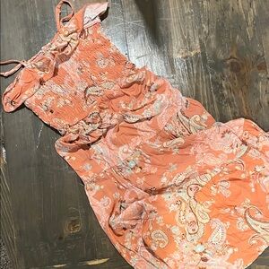 Art Class Strapless Dress in Orange Floral